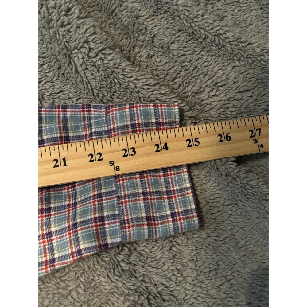 Vintage Ralph Lauren Shirt Plaid Long Sleeve Button Down Mens L Blue Pink Y2K